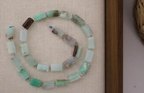 SİLİNDİR KÖŞELİ KESİM KRİZOPRAS 8X11 MM DOĞAL TAŞ DİZİ- YÜKSEK KALİTELİ DOĞAL TAŞ