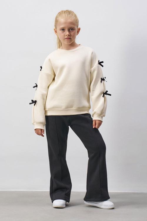 Fiyonk Detaylı İspanyol Paça 3 İp Şardonlu Kız Çocuk Takım