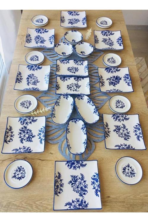 Jasmine Pattern 8 Kişilik 24 Parça Tea Plate Kahvaltı Takımı