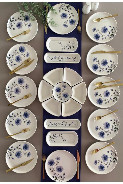 Mor Menekşe 12 Kişilik 23 Parça Kahvaltı Takımı, şık ve zarif tasarımıyla sofralara renk katıyor