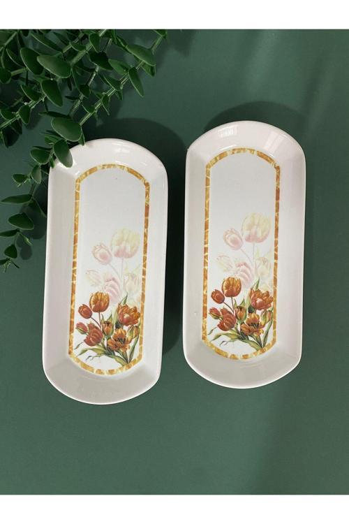 Vintage Lale 2 Adet Oval Kahvaltı Tabağı
