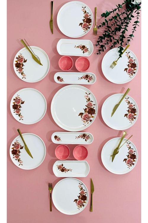 Pink Rose Model 8 Kişilik 17 Parça Kahvaltı Takımı