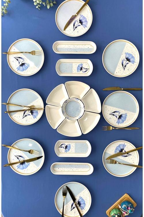 Gelincik model 8 kişilik 19 parça kahvaltı takımı