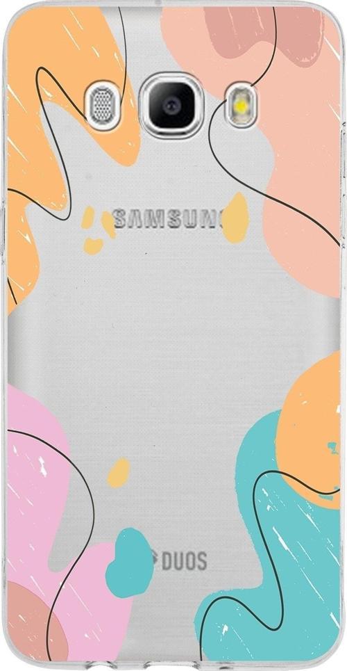 Samsung Galaxy J5 2016 Kapak Karışık Renkler Tasarımlı Şeffaf Silikon Kılıf