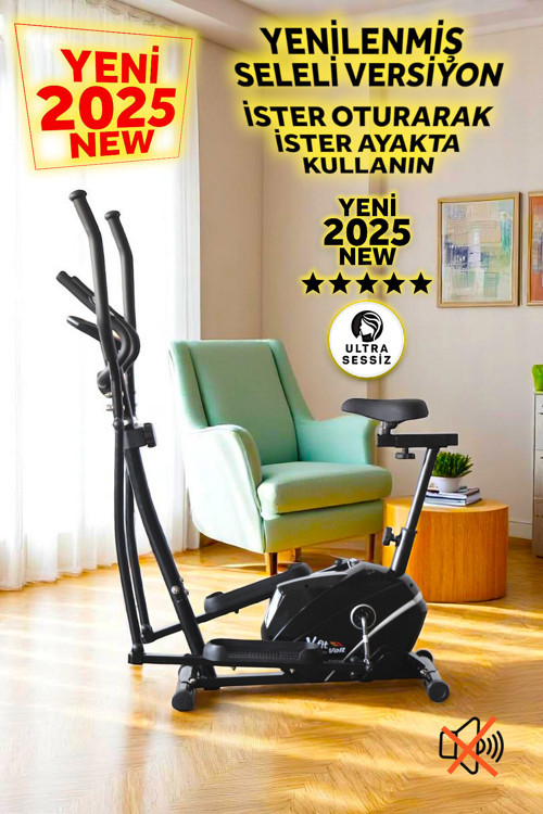 V-Fit By Seleli Manyetik Eliptik Bisiklet (Sessiz Çalışır, Elden Nabız Ölçer)