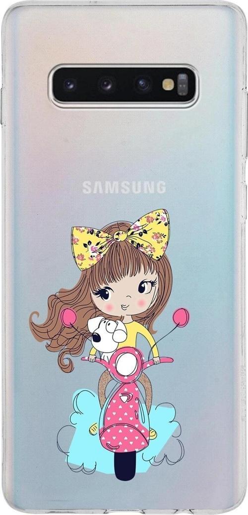 Samsung Galaxy S10 Plus Kapak Vespagirl Tasarımlı Şeffaf Silikon Kılıf