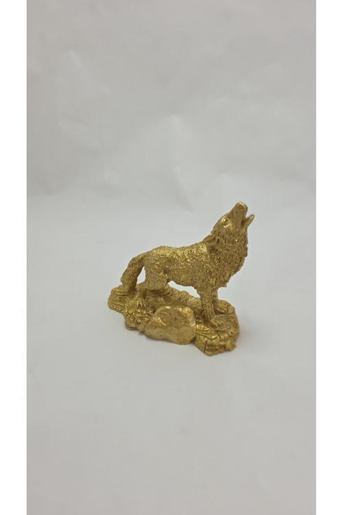 Altın Sarısı Bozkurt Ev Ve Ofis İçin Biblo