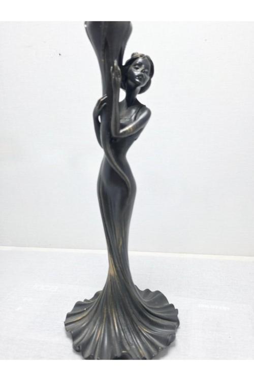 Siyah Polyester Kadın Figürlü Şamdan