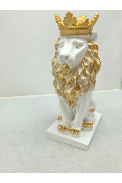Beyaz 35X19X12 Taçlı Aslan Kral