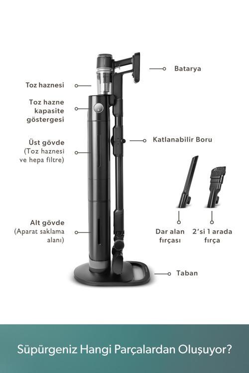 Dustrider Pro 1270H Toz İstasyonlu Ergonomik Dikey Süpürge Siyah