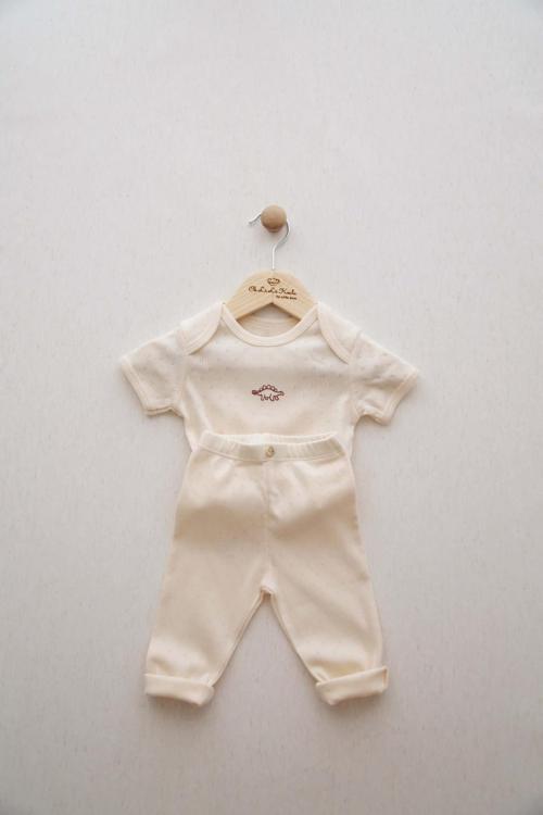 Bordo Dinozor Nakışlı Body Tayt Set