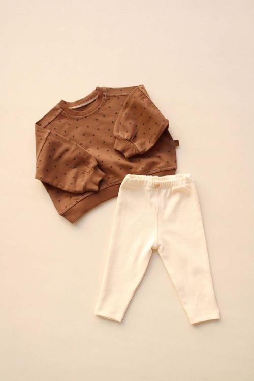 Kahve Puantiye Bebek Alt Üst Takım