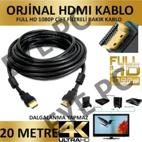 20 Metre Hdmi Bilgisayar Tv Mönitör Görüntü Kablosu 4K Full Hd