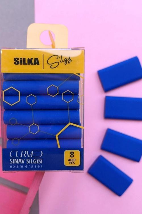Silgi Curved Mavi 8 Li Sınav Silgisi Okul Kırtasiye Ofis Kırtasiye Minnoş Silgiler