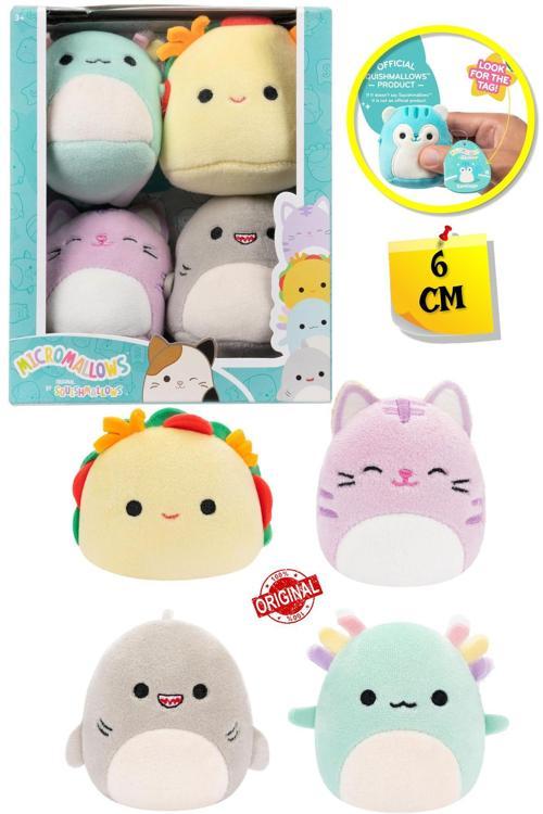 Micromallows Squishmallows Mini Yumuşak Peluş Oyuncak 4 lü Figür Seti - 6 CM - MODEL - 3