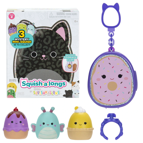 Squishmallows Squish-a-longs 3 Figür + Yüzük Çantalı Sürpriz Paket Seri 2