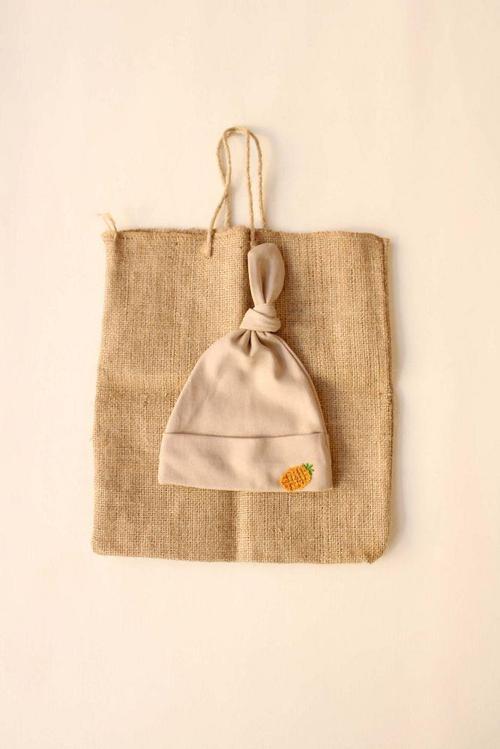 Ananas Nakışlı Yenidoğan Şapka