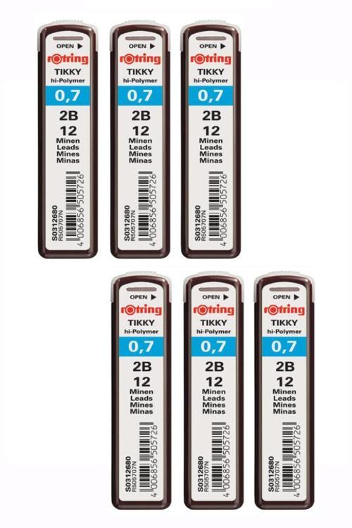 0.7 Mm Uç Min Siyah 6 Adet Rotring Siyah Kalem Uçu 0.7 Mm 6 Adet