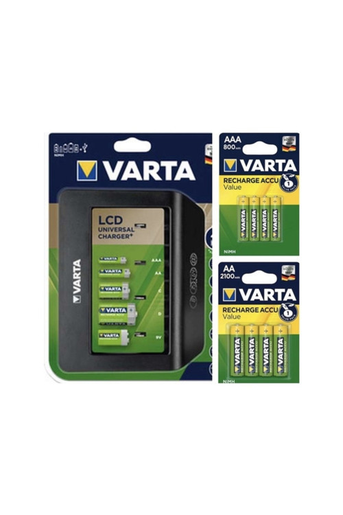 57688 Lcd Üniversal Şarj Cihazı + 800 Mah Aaa Şarjlı Pil + 2100 Mah Aa Şarjlı Pil