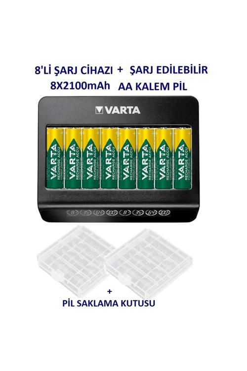 Lcd Multi Plus 8Li Aa/Aaa Pil Şarj Cihazı 8 Adet Şarjlı 2100Mah R2U Aa Kalem Pil