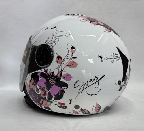 715 Yarım Kask İris Pembe Beyaz Renk Aynalı Renkli Vizör