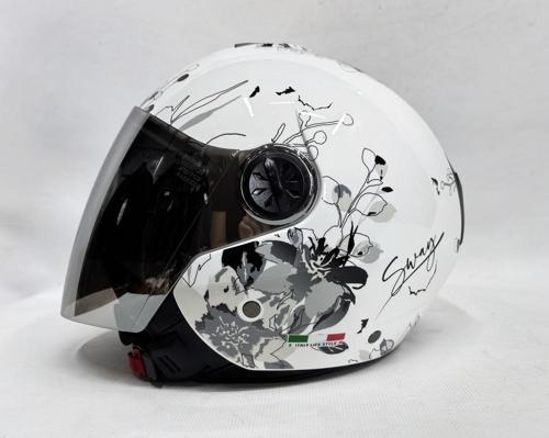 715 Yarım Kask İris Gri Beyaz Renk Aynalı Renkli Vizör