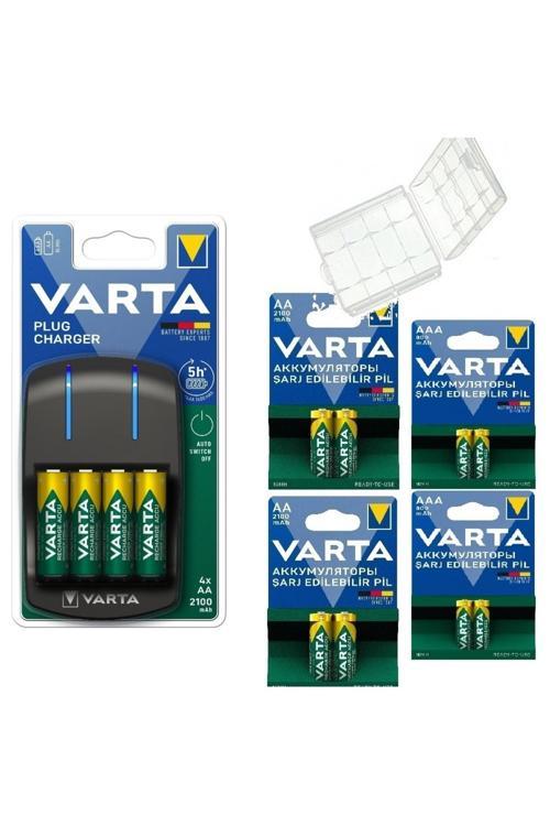 Plug Charger Şarj Cihazı 8 Adet 2100Mah Aa Şarjlı Kalem Pil 4 Adet Aaa Ince(Toplam 12 Ad.)