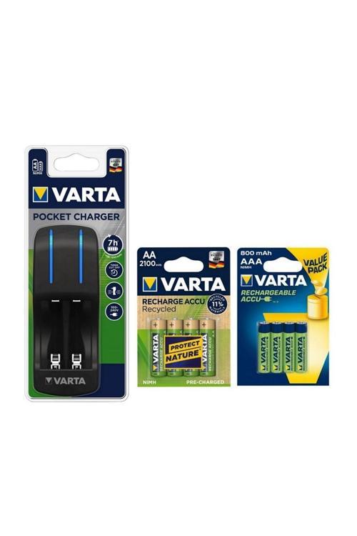Pocket 4Lü Şarj Cihazı + 4*800 Mah Aaa + 4*2100 Mah Aaa Şarj Edilebilir Pil