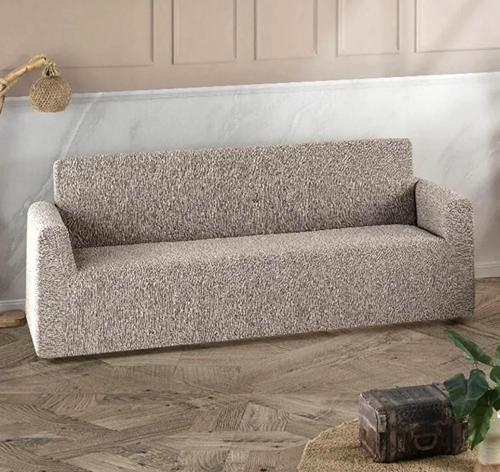 Altın Kelebek Jakarlı Streç Kaplama Maxi Takım Koltuk Örtüsü (3+3+1+1)-Sütlü Kahve