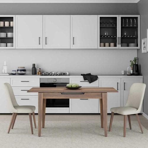 Açılır Mutfak Masası - Koyu Ceviz (Oslo Ceviz) 120-150x75x70 cm