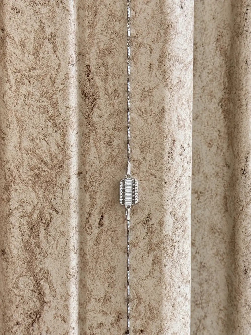 925 Ayar Gümüş Baget Taşlı Minimal Bileklik