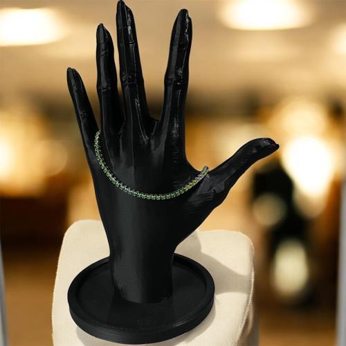 925 Ayar Gümüş Zümrüt ve Zirkon Taşlarla Süslü Su Yolu Bileklik