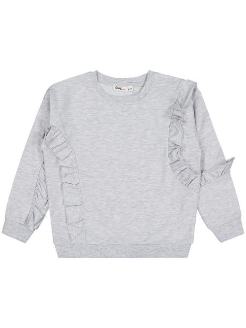 Fırfırlı 6-9 Yaş Sweatshirt - Gri 6-7 Yaş