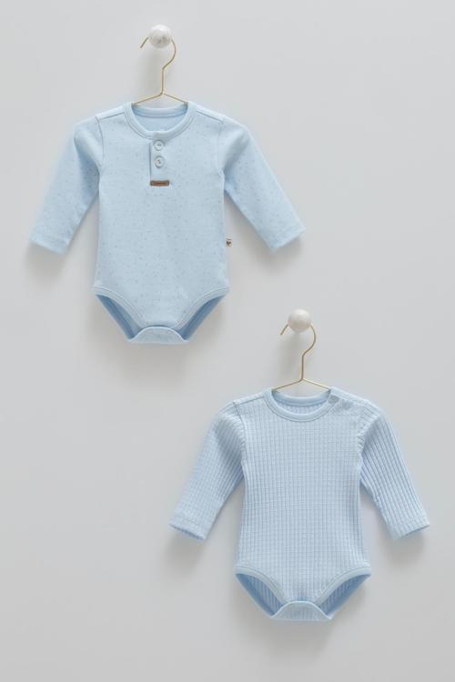 SOFT COLOUR UZUN KOLLU ÇITÇITLI İKİLİ BODY - CARAMELL  - BU1592 - Mavi - 1 - 3 Ay - BU1592-Mavi-1 - 3 Ay Mavi