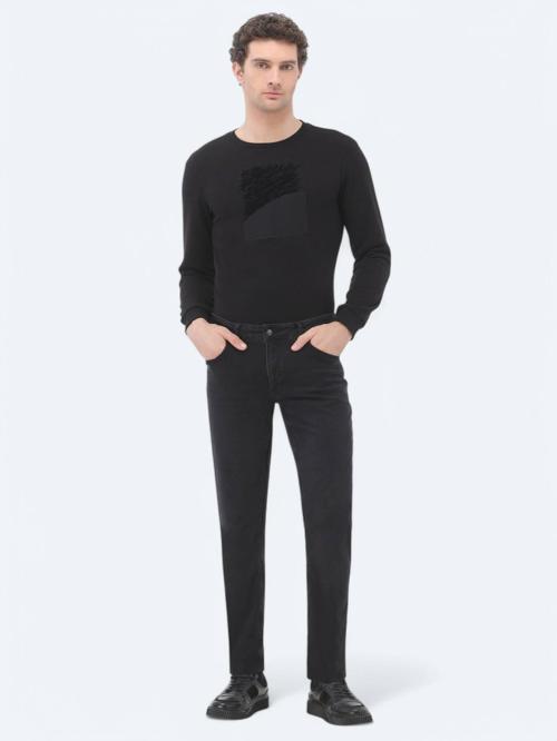 Siyah Slim Fit Denim Pamuk Karışımlı Pantolon