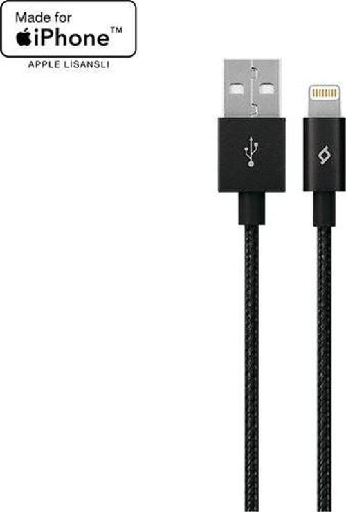 Apple Uyumlu Ttec AlumiCable MFI Lightning Şarj Kablosu Siyah