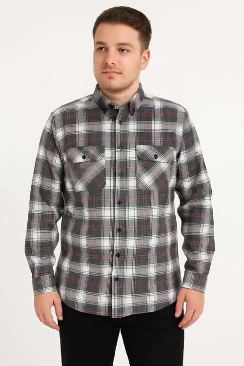 Kaşmir Büyük Beden Klasik Çift Cepli Erkek Gömlek - 7394