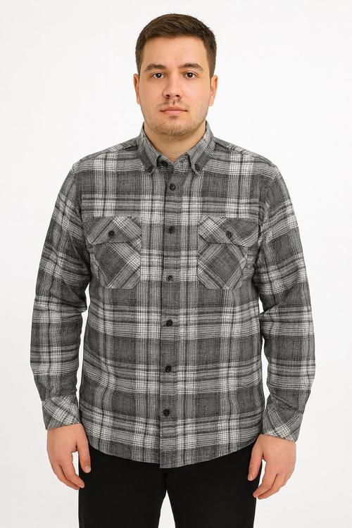 Kaşmir Büyük Beden Klasik Çift Cepli Erkek Gömlek - 7395