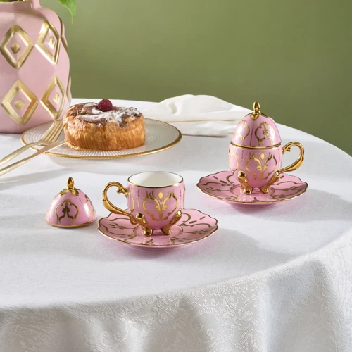 Faberge Egg 2 Kişilik Kahve Fincanı Pembe 90 ml