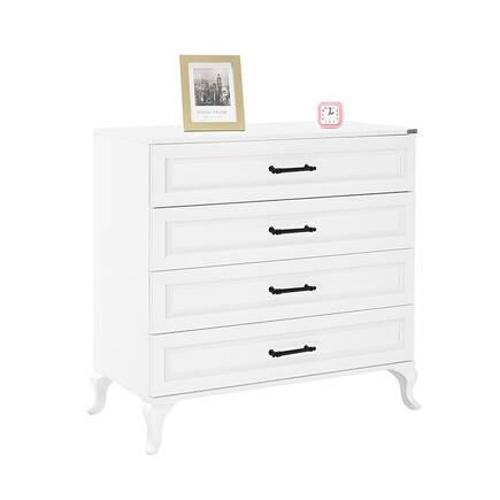 Country 4 Çekmeceli Şifonyer - Mat Lake Beyaz 90x89x45 cm (GxYxD)