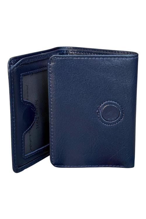 Lacivert Mıknatıslı Üçe Katlanır Model Hakiki Deri Spor Erkek Cüzdan - 3018-Lacivert