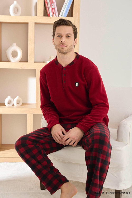 Erkek Düğme Yaka Kışlık Polar Pijama Takımı 6100/11,1 - 1 Adet