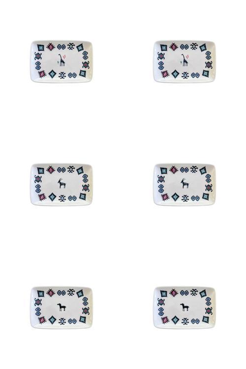 Porselen Hitit Dikdörtgen Kayık Tabak Takımı 21x13cm 6 Parça PAZ6DKYPRS1226