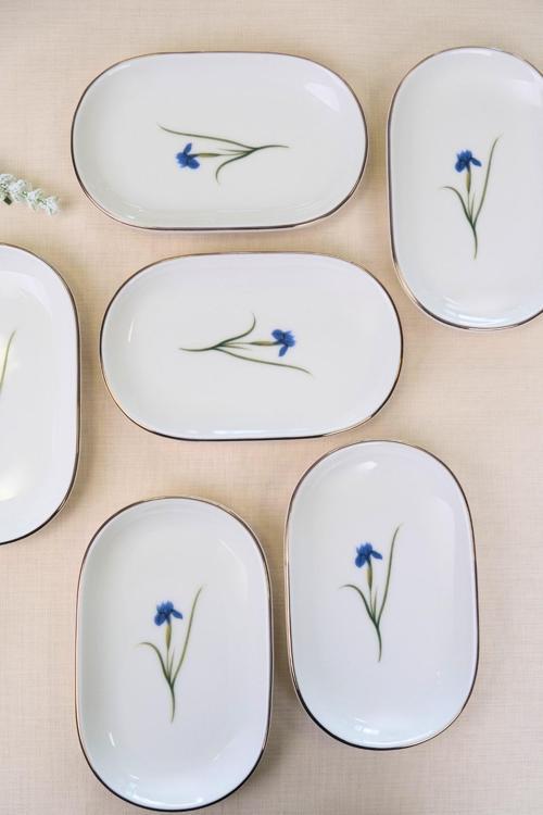 Porselen Natura İris Altın Yaldızlı Oval Kayık Tabak 22,50x14,50x2,50cm 6 LI
