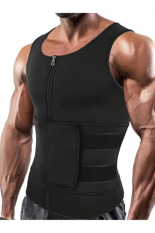 Vücut Şekillendirici Erkek Toparlayıcı İnceltici Termal Neopren Kumaş Ayarlanır Kemerli Spor Yeleği