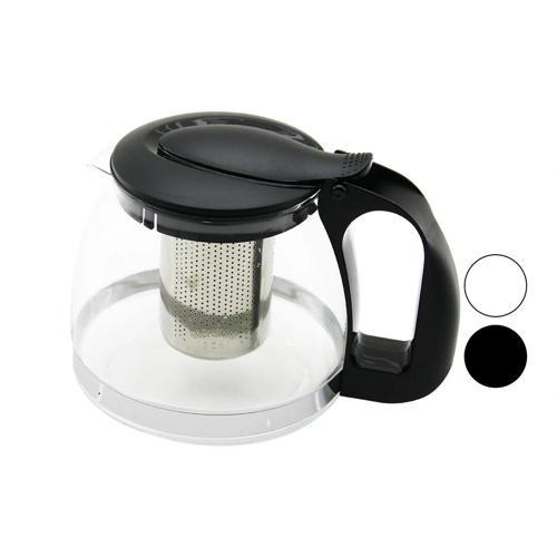 1250ml Cam Demlik  Çelik Süzgeçli - Plastik Kulp - Kapak - Krom Çerçeve