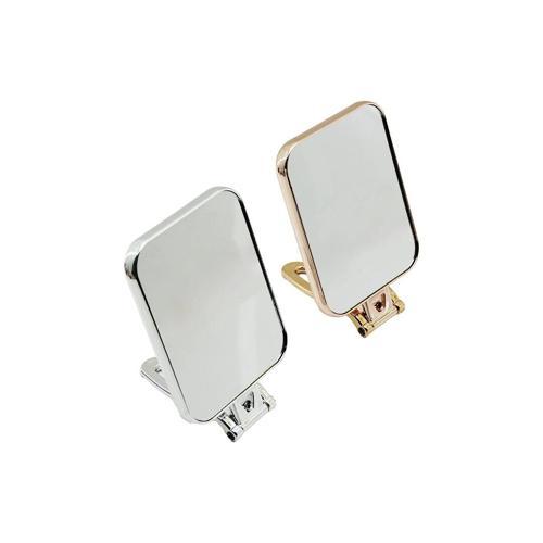 Dikdörtgen   15x11.5cm  Makyaj Aynası  Çift Taraflı   Bronz - Gümüş Pls.çerçeve   Katlanır Ayaklı