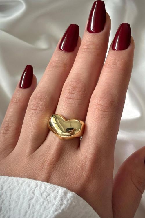 Özel Seri İthal Cilalı Kalp Model Bombe Tasarım Ayarlanabilir Kadın Yüzük