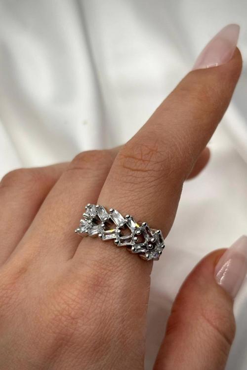 Yeni Sezon Çapraz Full Baget Zirkon Taşlı Model Ayarlanabilir Kadın Yüzük