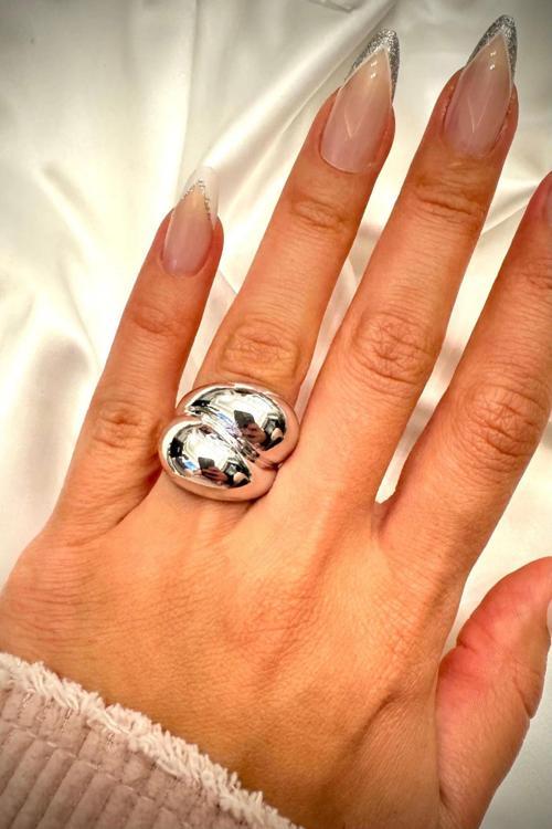 Özel Seri İthal Cilalı İkili Kalın Damla Sarmal Model Bombe Tasarım Ayarlanabilir Kadın Yüzük